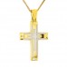 Χρυσός βαπτιστικός σταυρός διπλής όψης Κ14 με αλυσίδα